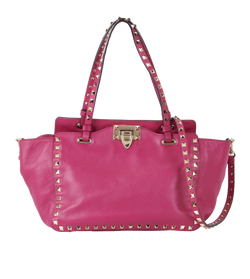 Small Rockstud Tote, Leather, Fuschia, BL-M037BOL2, DB/S/E, 3*